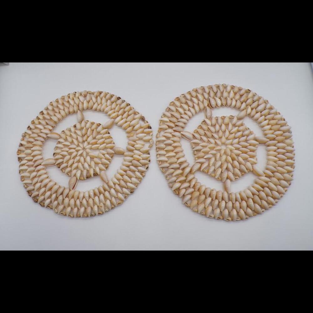 Vintage Set of Cowrie Shell Trivet